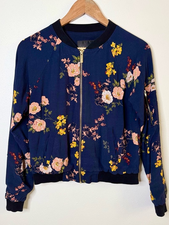 Sanctuary Jackets & Blazers - Sanctuary Navy Floral Bomber Jacket | Pink & Yellow Blooms | XS